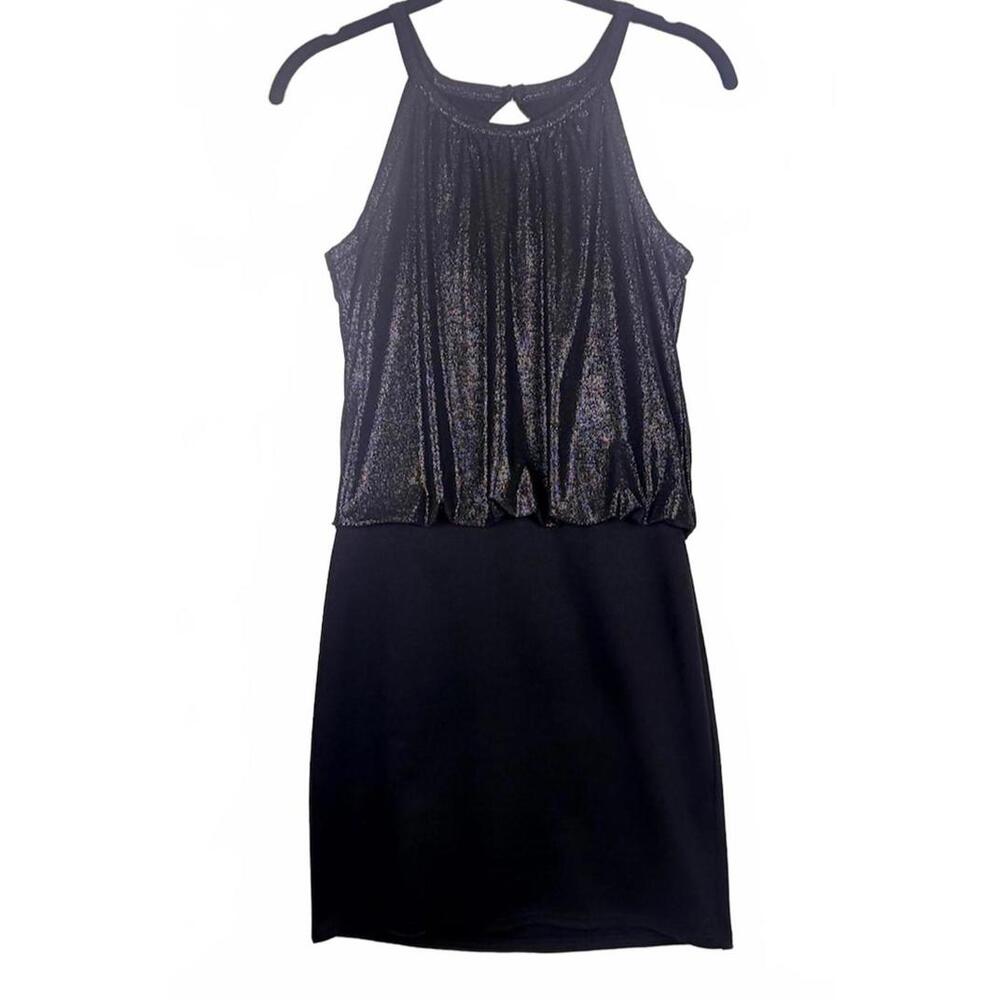 Sally Miller Girls Metallic Shimmer Halter Party‎ Dress Black Size 12 NWT!